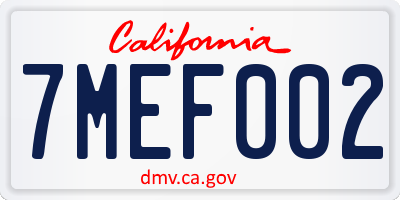 CA license plate 7MEF002