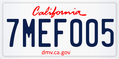 CA license plate 7MEF005
