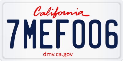 CA license plate 7MEF006