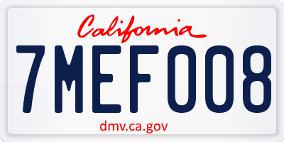 CA license plate 7MEF008
