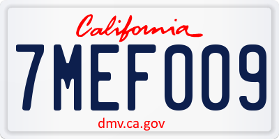 CA license plate 7MEF009
