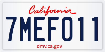 CA license plate 7MEF011