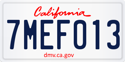 CA license plate 7MEF013