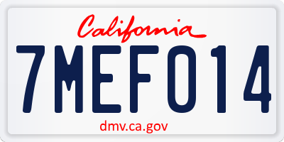 CA license plate 7MEF014