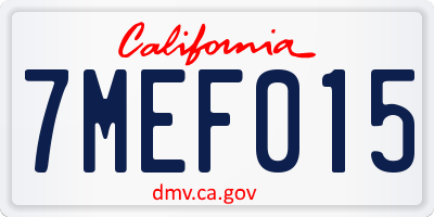 CA license plate 7MEF015