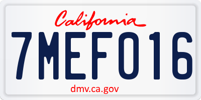 CA license plate 7MEF016