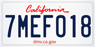 CA license plate 7MEF018