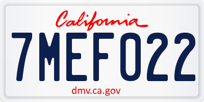 CA license plate 7MEF022