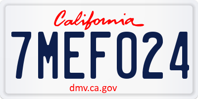 CA license plate 7MEF024