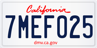 CA license plate 7MEF025