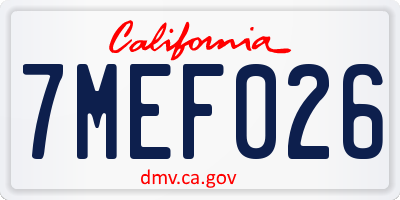 CA license plate 7MEF026