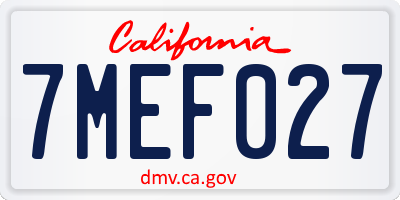 CA license plate 7MEF027