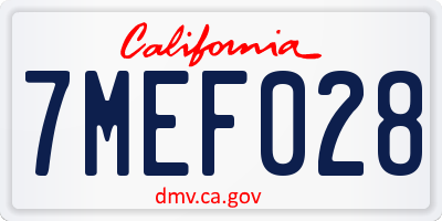 CA license plate 7MEF028