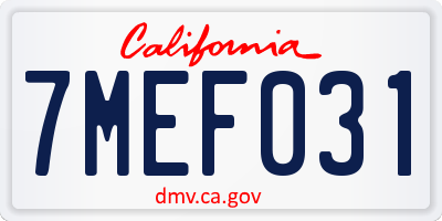 CA license plate 7MEF031