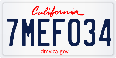 CA license plate 7MEF034