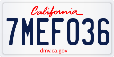 CA license plate 7MEF036