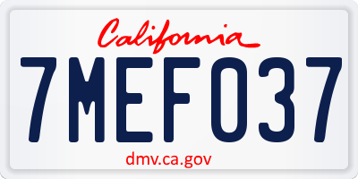 CA license plate 7MEF037