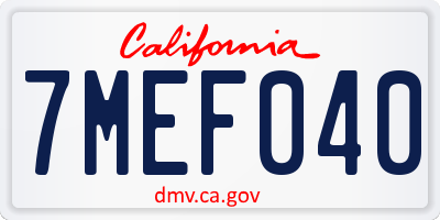 CA license plate 7MEF040