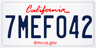 CA license plate 7MEF042