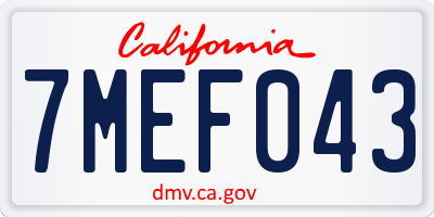 CA license plate 7MEF043