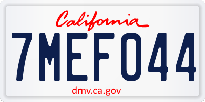 CA license plate 7MEF044