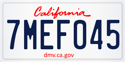 CA license plate 7MEF045