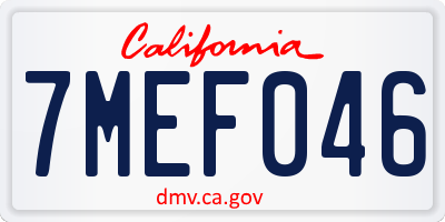 CA license plate 7MEF046