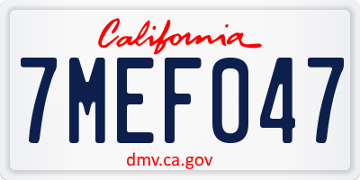CA license plate 7MEF047
