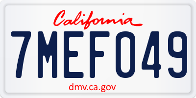 CA license plate 7MEF049