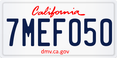 CA license plate 7MEF050