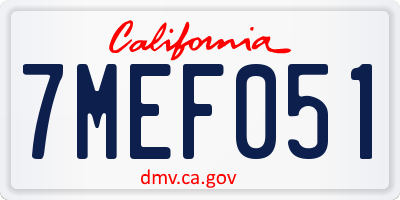 CA license plate 7MEF051