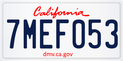 CA license plate 7MEF053