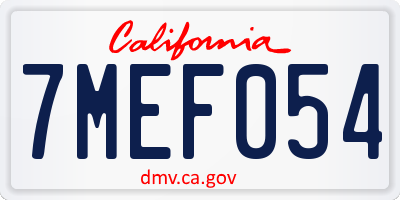 CA license plate 7MEF054