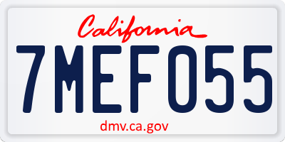 CA license plate 7MEF055