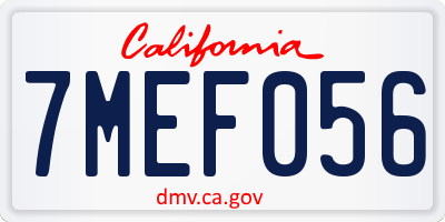 CA license plate 7MEF056