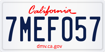 CA license plate 7MEF057