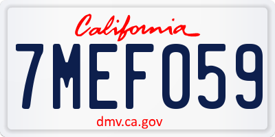 CA license plate 7MEF059