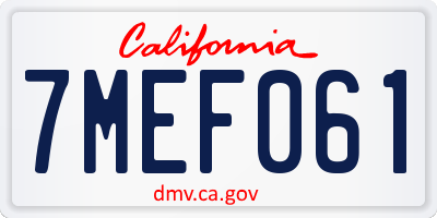 CA license plate 7MEF061
