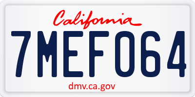 CA license plate 7MEF064