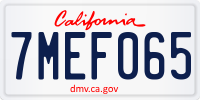 CA license plate 7MEF065