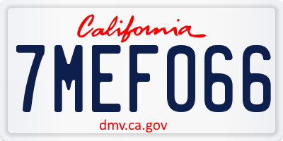 CA license plate 7MEF066