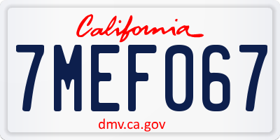 CA license plate 7MEF067