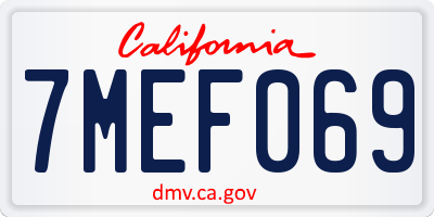 CA license plate 7MEF069