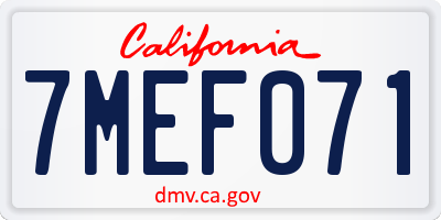CA license plate 7MEF071