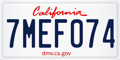 CA license plate 7MEF074