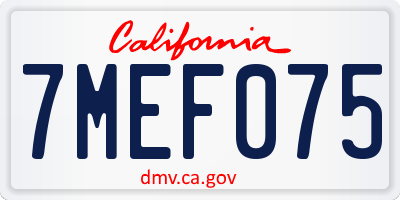 CA license plate 7MEF075
