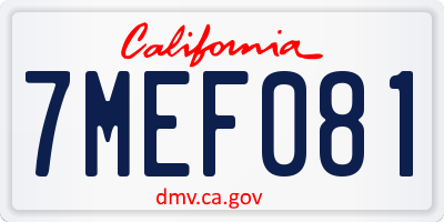 CA license plate 7MEF081