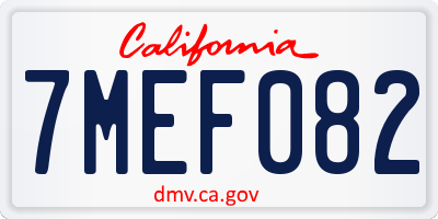 CA license plate 7MEF082