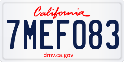 CA license plate 7MEF083