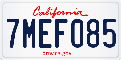 CA license plate 7MEF085